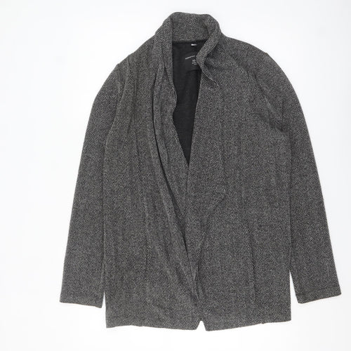 Dorothy Perkins Women Grey Herringbone Open Blazer Jacket Size 10