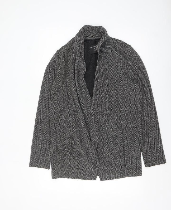 Dorothy Perkins Women Grey Herringbone Open Blazer Jacket Size 10