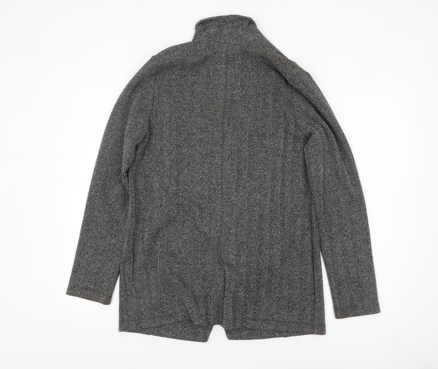 Dorothy Perkins Women Grey Herringbone Open Blazer Jacket Size 10