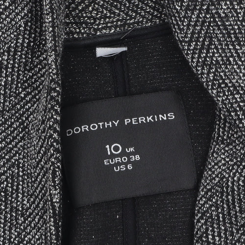 Dorothy Perkins Women Grey Herringbone Open Blazer Jacket Size 10