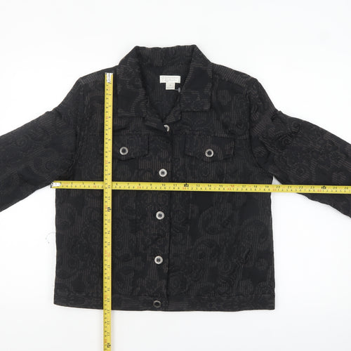 Christopher & Banks Women's Black Jacquard Button-Up Jacket Size M