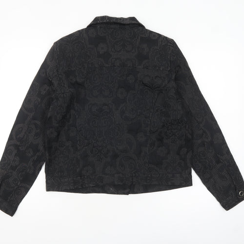 Christopher & Banks Women's Black Jacquard Button-Up Jacket Size M