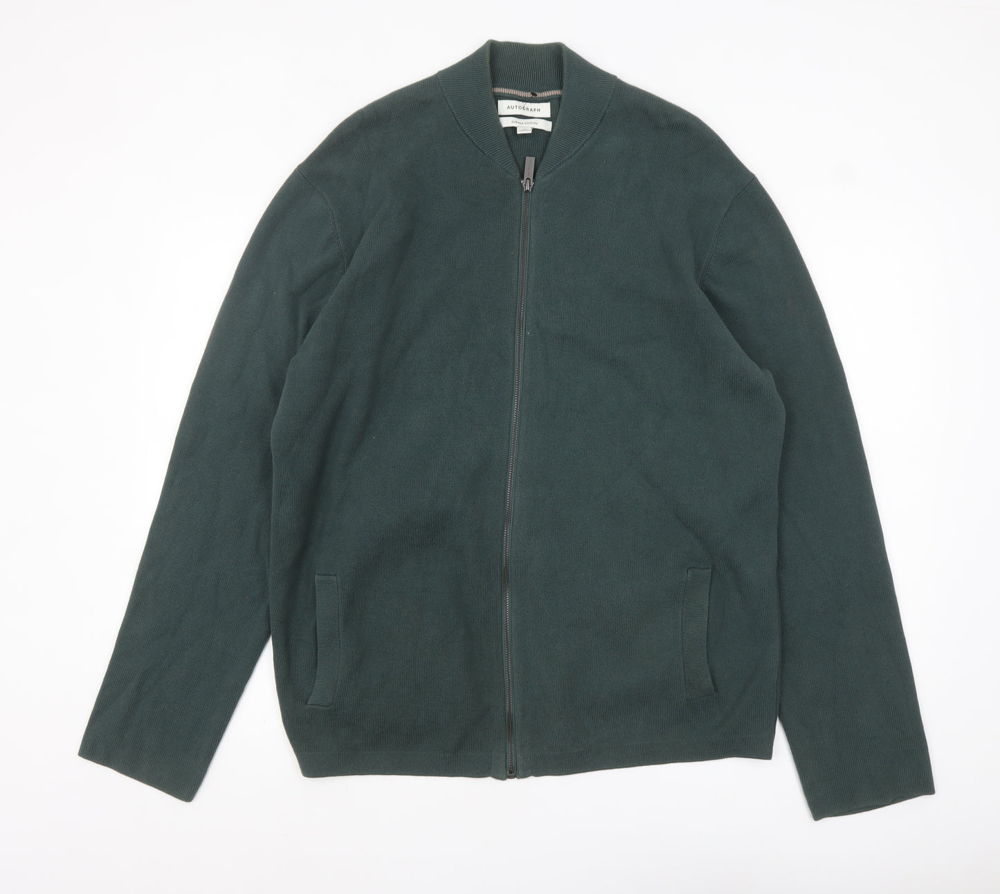 Marks and Spencer Men’s Green Cotton Full Zip Jumper XL