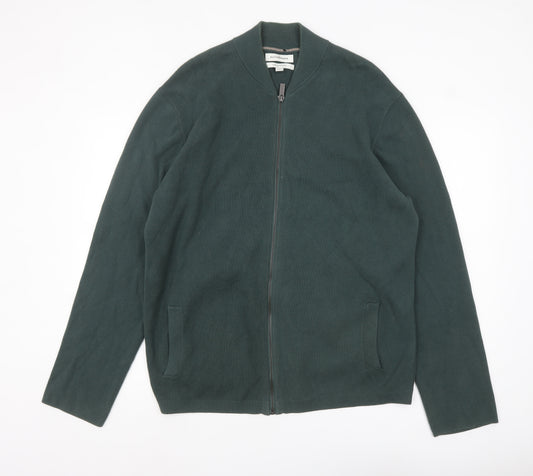 Marks and Spencer Men’s Green Cotton Full Zip Jumper XL