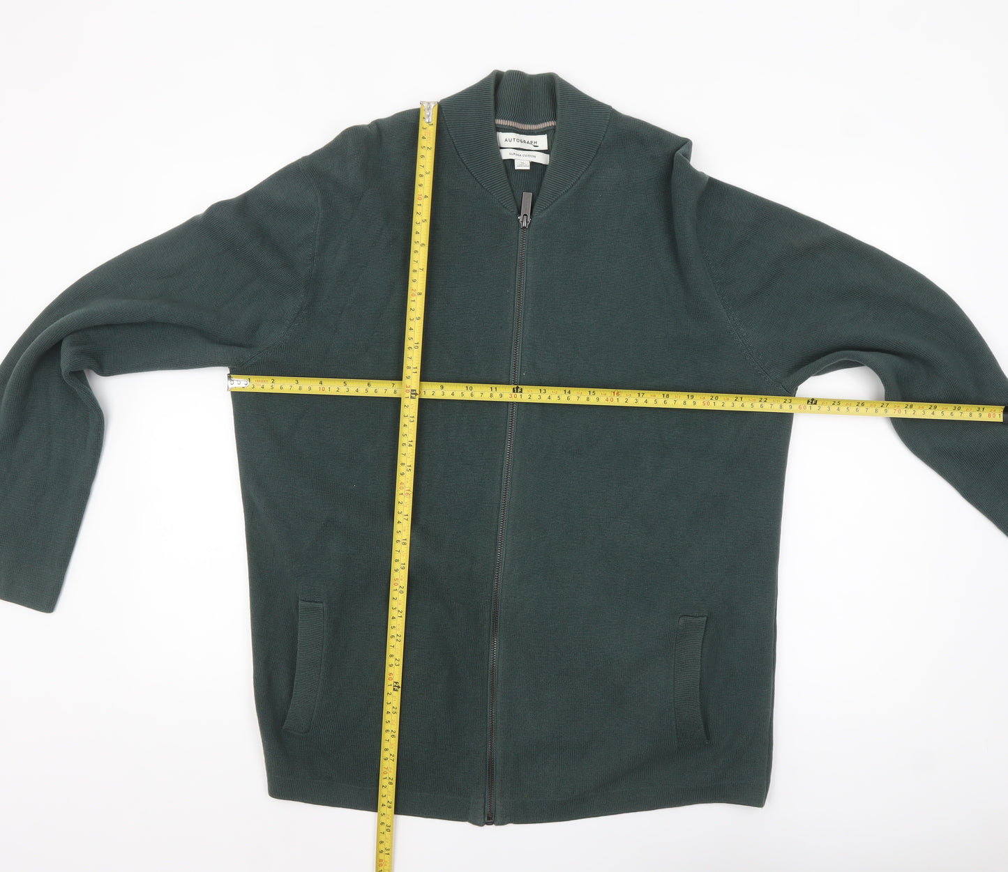 Marks and Spencer Men’s Green Cotton Full Zip Jumper XL