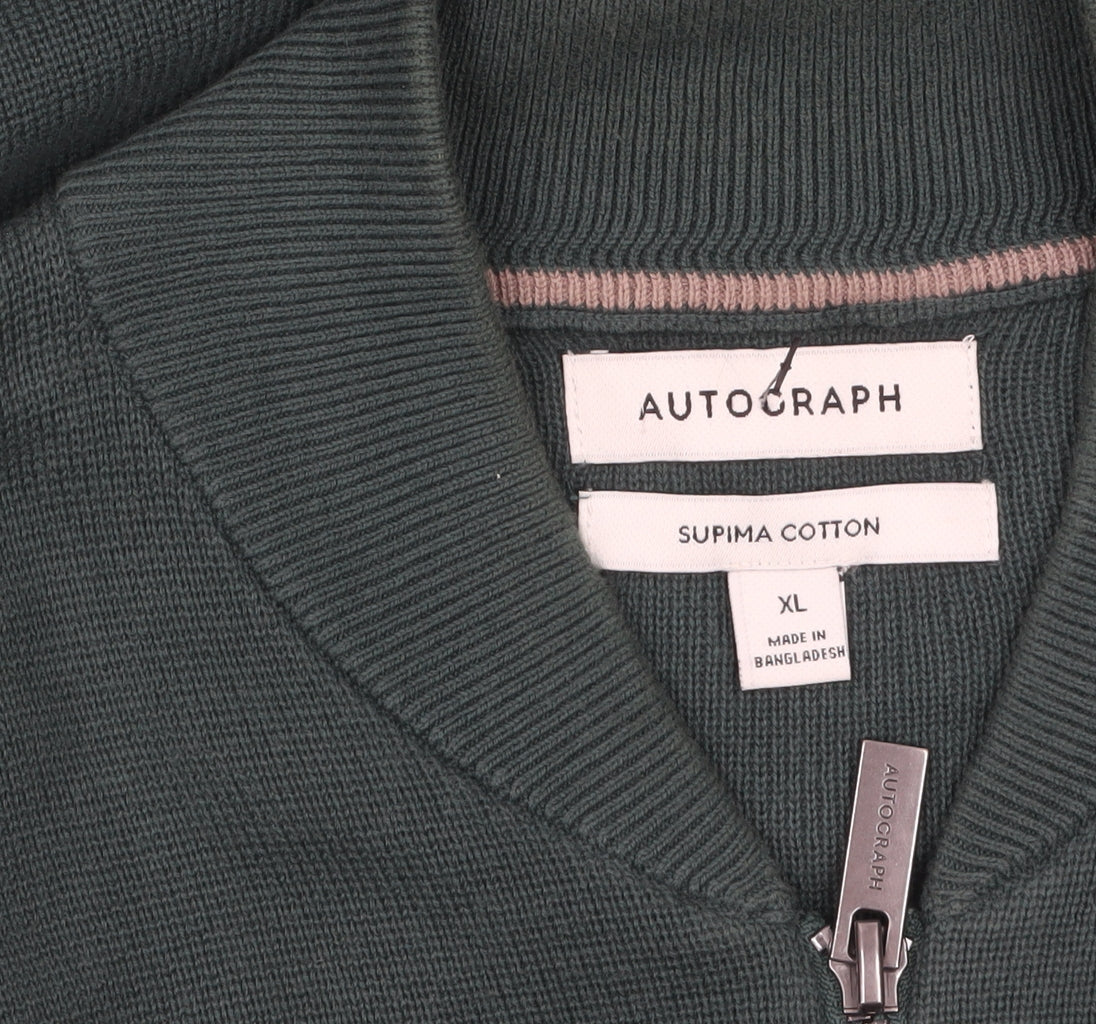 Marks and Spencer Men’s Green Cotton Full Zip Jumper XL
