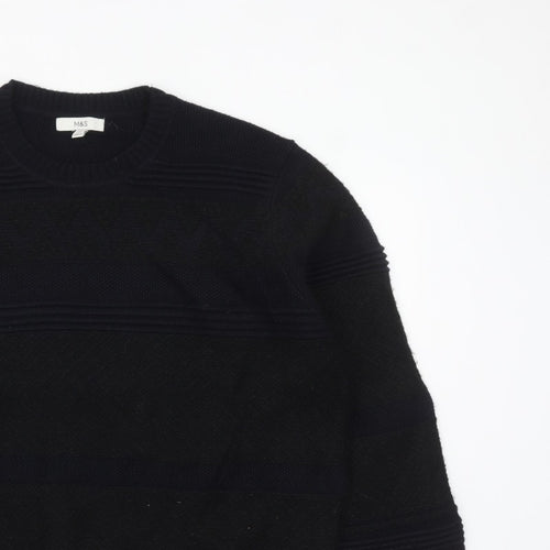Marks and Spencer Mens Black 2XL Crew Neck Knit Jumper