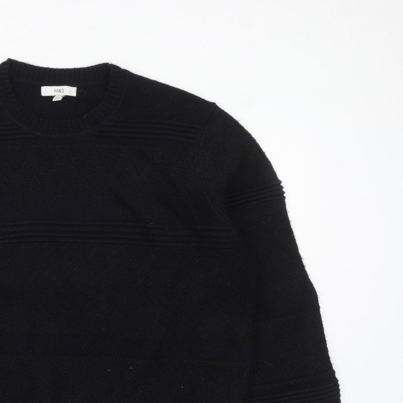 Marks and Spencer Mens Black 2XL Crew Neck Knit Jumper