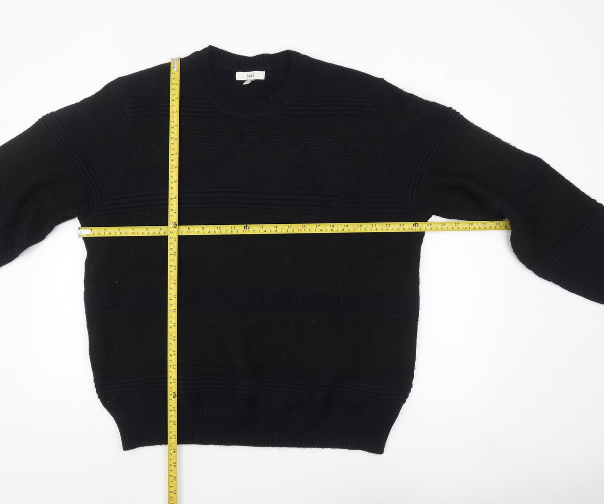Marks and Spencer Mens Black 2XL Crew Neck Knit Jumper