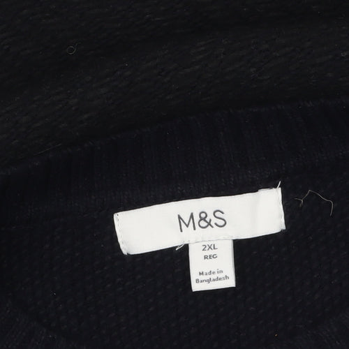 Marks and Spencer Mens Black 2XL Crew Neck Knit Jumper