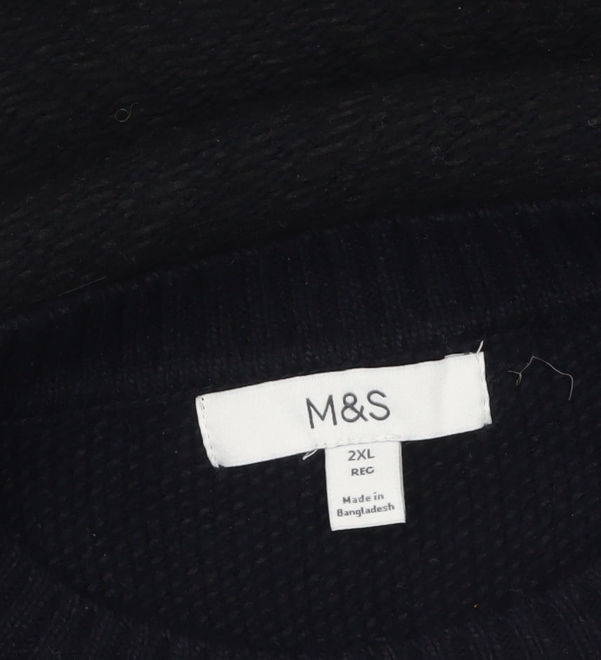 Marks and Spencer Mens Black 2XL Crew Neck Knit Jumper