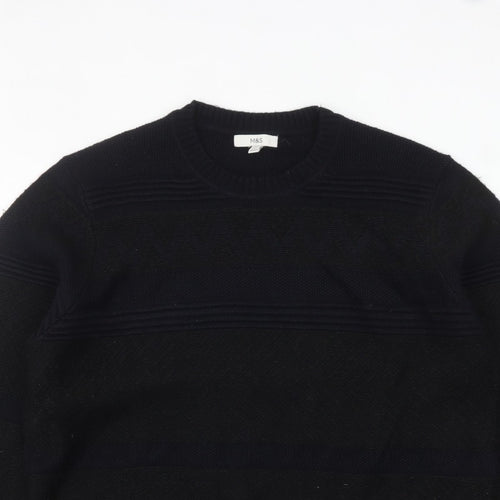 Marks and Spencer Mens Black 2XL Crew Neck Knit Jumper