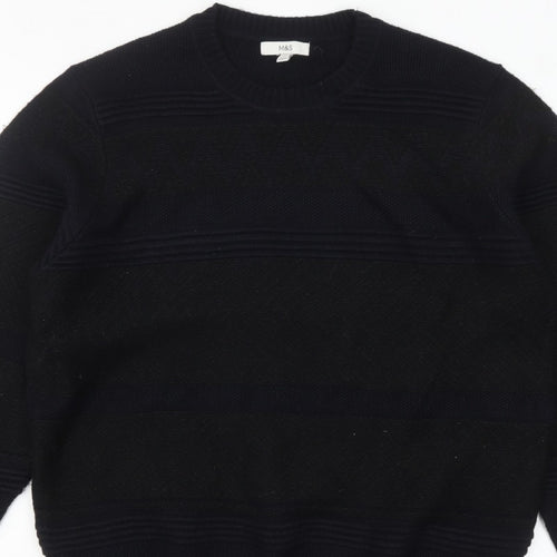 Marks and Spencer Mens Black 2XL Crew Neck Knit Jumper