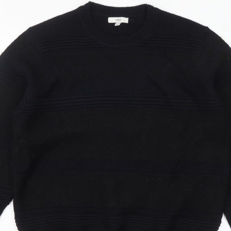 Marks and Spencer Mens Black 2XL Crew Neck Knit Jumper