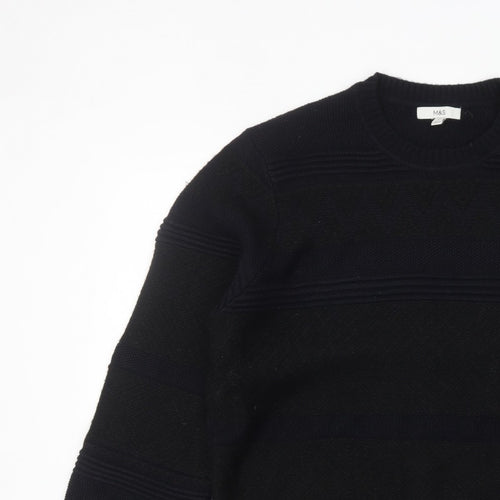 Marks and Spencer Mens Black 2XL Crew Neck Knit Jumper