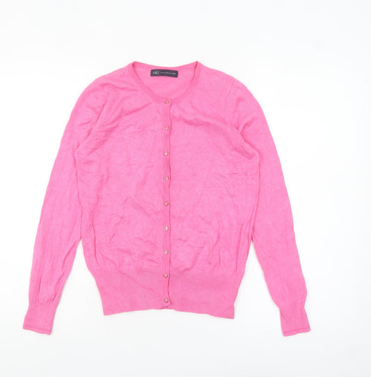 Marks and Spencer Women Pink Cardigan UK 6 Long Sleeve Viscose Blend