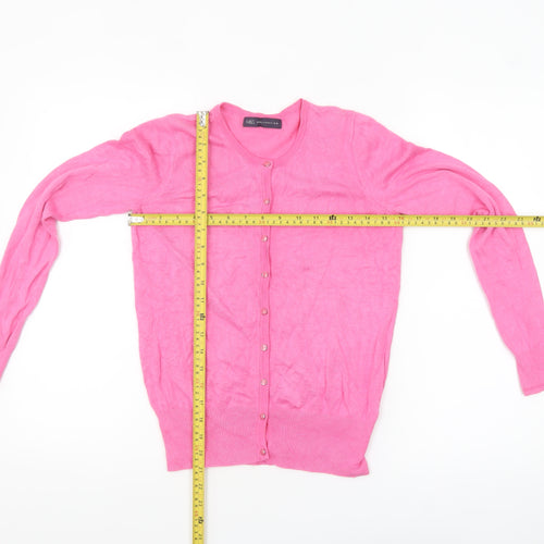 Marks and Spencer Women Pink Cardigan UK 6 Long Sleeve Viscose Blend
