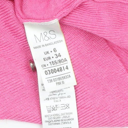 Marks and Spencer Women Pink Cardigan UK 6 Long Sleeve Viscose Blend
