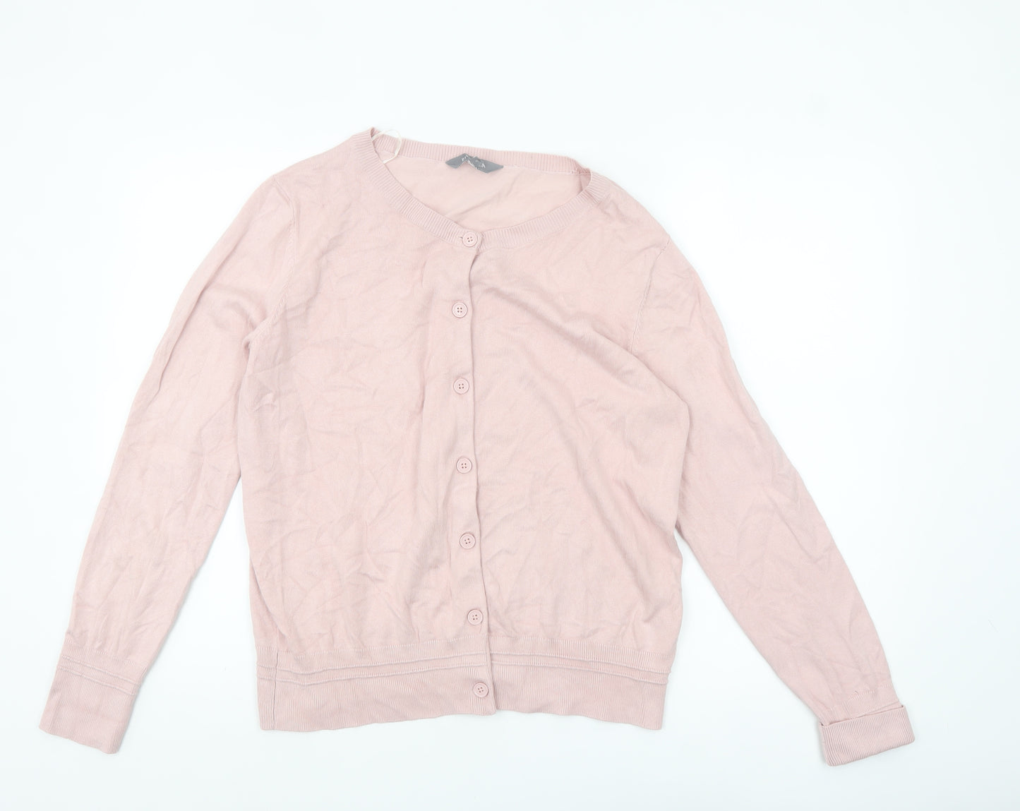 Principles Women's Pink Long Sleeve Crew Neck Cardigan Size 16