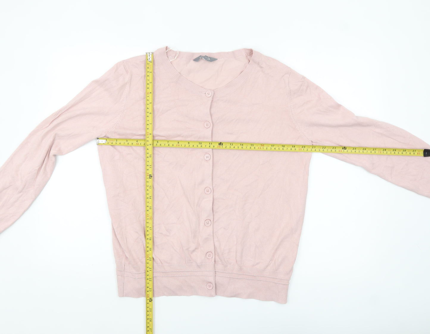 Principles Women's Pink Long Sleeve Crew Neck Cardigan Size 16