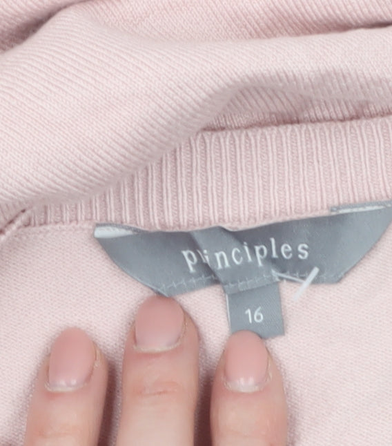 Principles Women's Pink Long Sleeve Crew Neck Cardigan Size 16