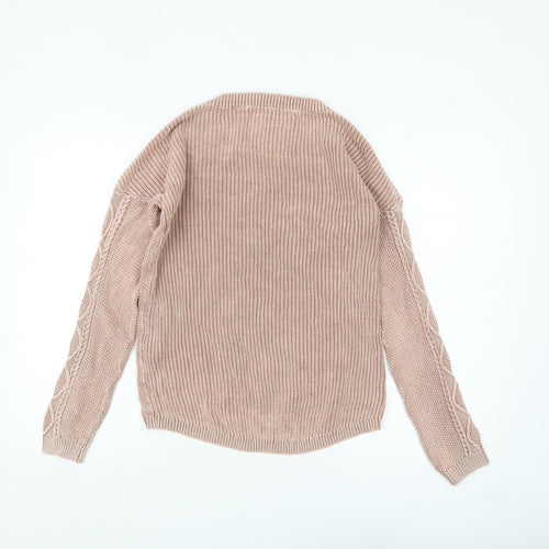 Superdry Women's Beige Cable Knit Cotton Jumper UK 10