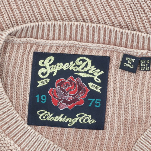 Superdry Women's Beige Cable Knit Cotton Jumper UK 10