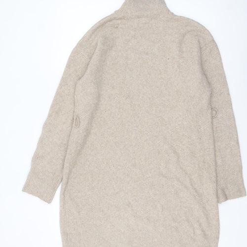 New Look Women Beige Roll Neck Long Sleeve Tunic Jumper Size L