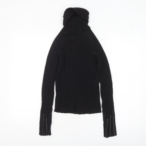 River Island Women's Black Roll Neck Ribbed Knit Jumper Size 10