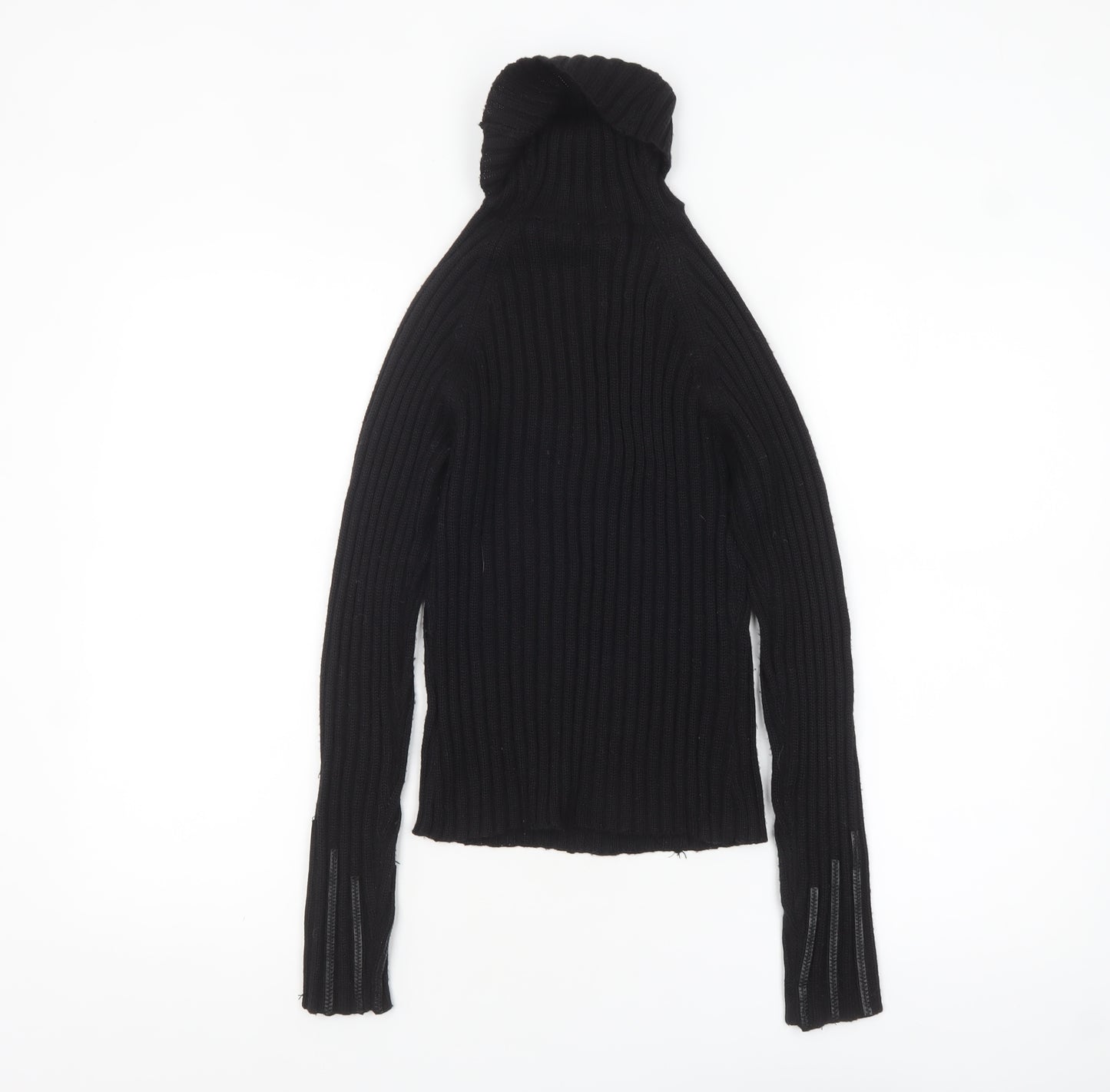 River Island Women's Black Roll Neck Ribbed Knit Jumper Size 10