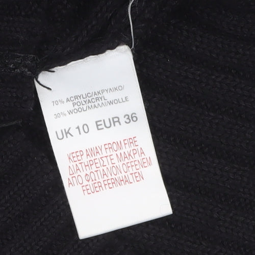 River Island Women's Black Roll Neck Ribbed Knit Jumper Size 10