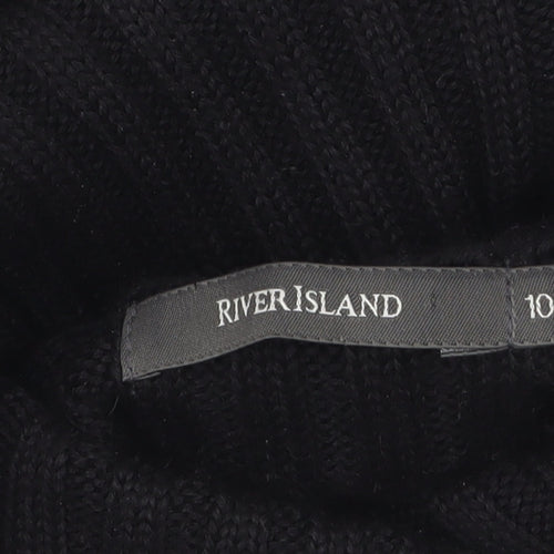 River Island Women's Black Roll Neck Ribbed Knit Jumper Size 10