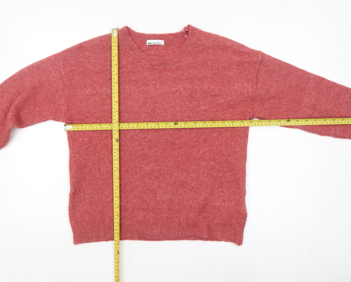 Camaieu Women’s Red Crew Neck Alpaca Blend Jumper Size 14
