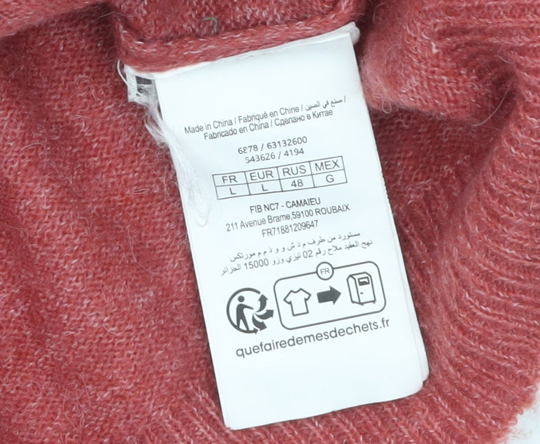 Camaieu Women’s Red Crew Neck Alpaca Blend Jumper Size 14