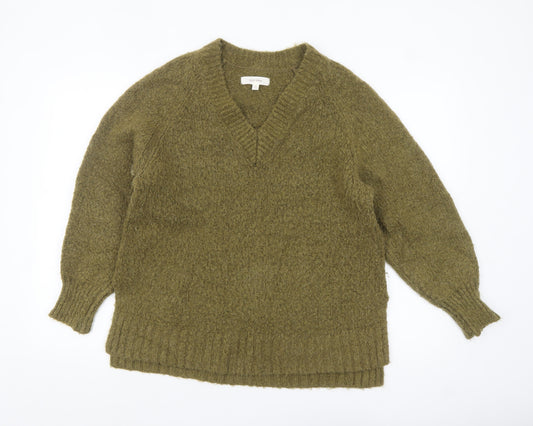 Marks and Spencer Per Una Women’s Green Size 10 Chunky V-Neck Jumper