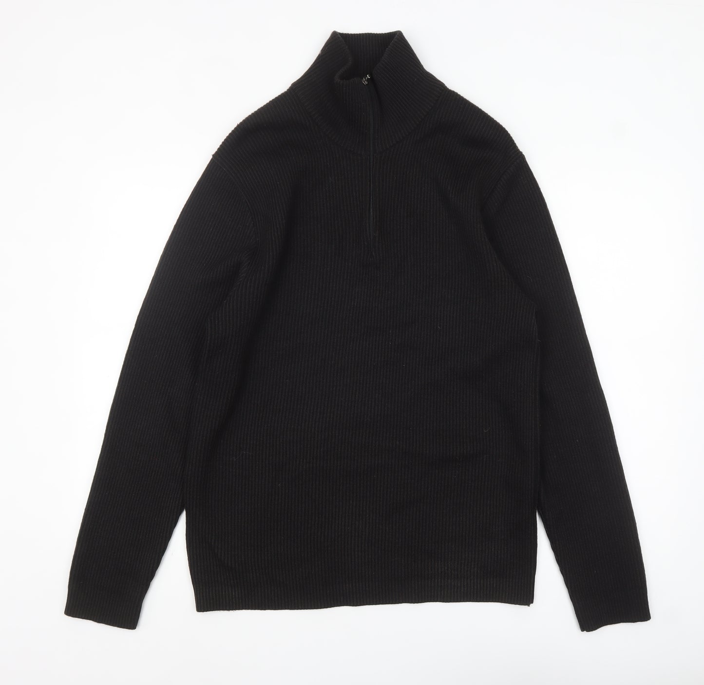 Laypun Men’s Black Wool Blend 1/2 Zip High Neck Jumper Size 2XL
