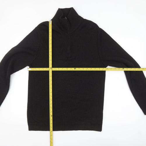 Laypun Men’s Black Wool Blend 1/2 Zip High Neck Jumper Size 2XL
