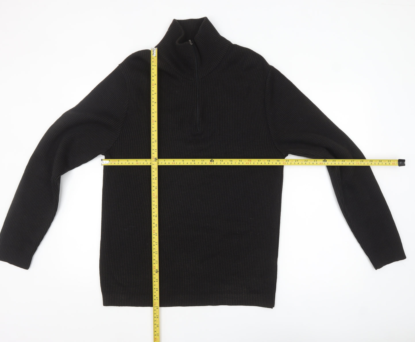 Laypun Men’s Black Wool Blend 1/2 Zip High Neck Jumper Size 2XL
