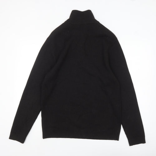 Laypun Men’s Black Wool Blend 1/2 Zip High Neck Jumper Size 2XL