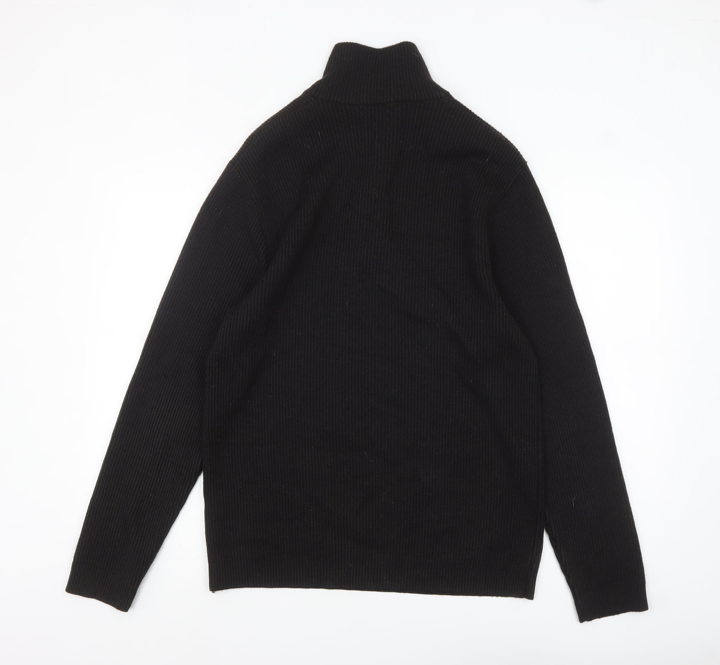 Laypun Men’s Black Wool Blend 1/2 Zip High Neck Jumper Size 2XL