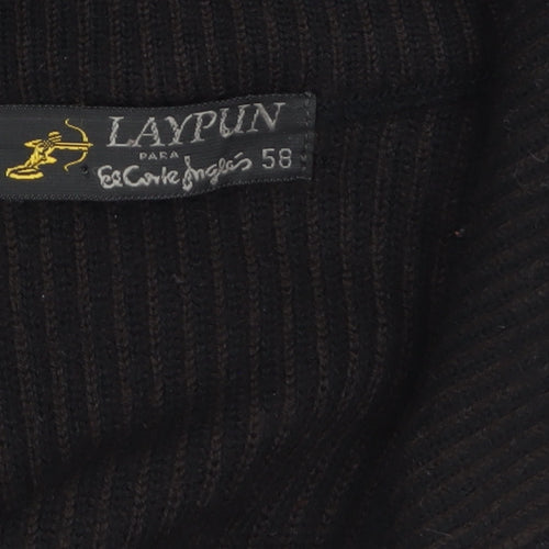 Laypun Men’s Black Wool Blend 1/2 Zip High Neck Jumper Size 2XL