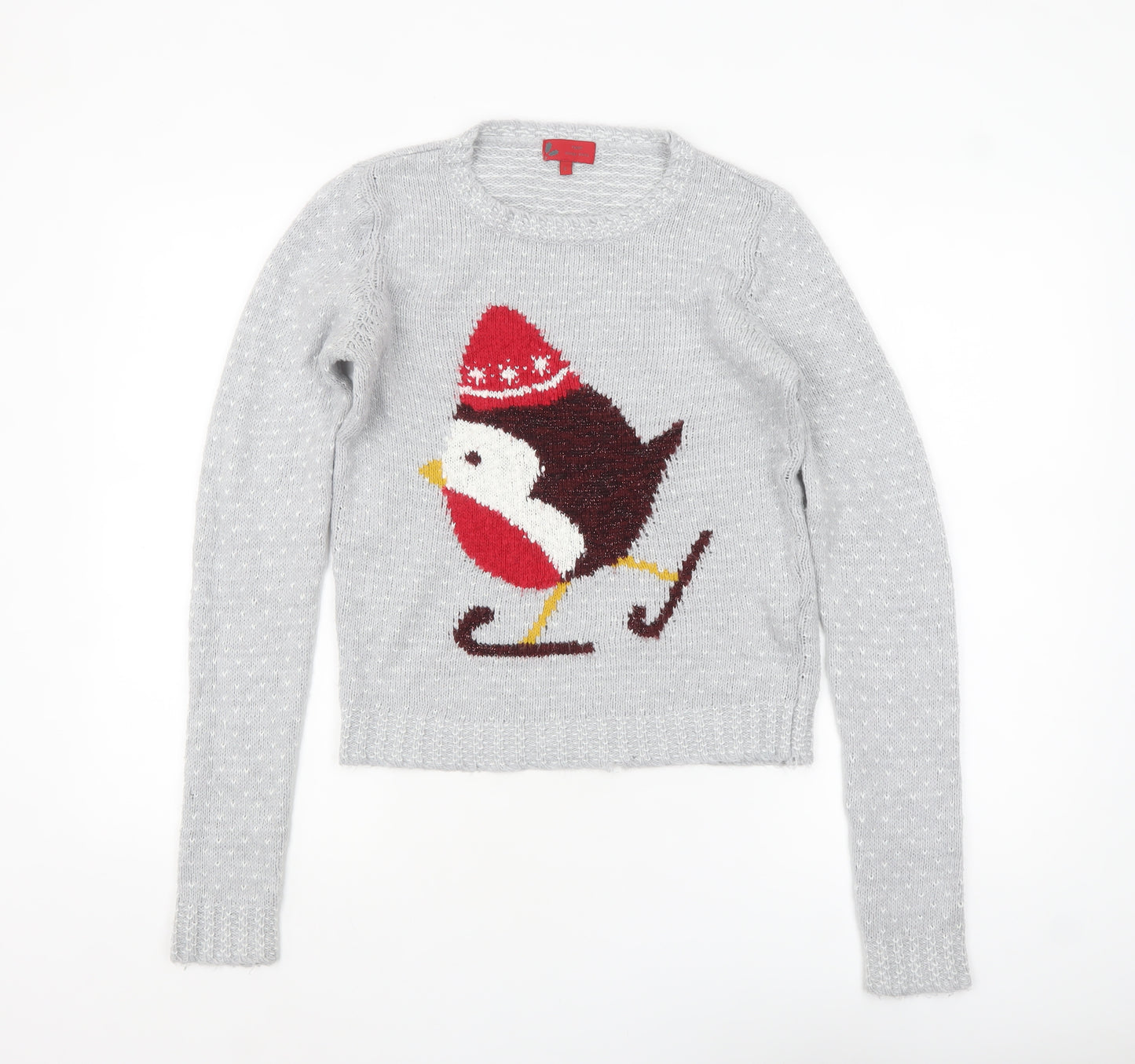 Next Women’s Grey Christmas Bird Jumper Size 6 Pullover Knit