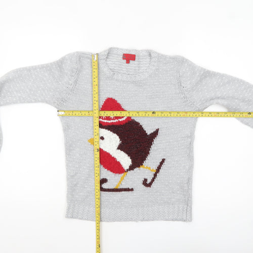 Next Women’s Grey Christmas Bird Jumper Size 6 Pullover Knit