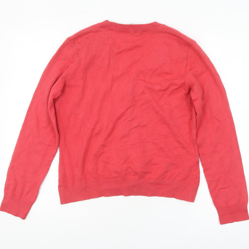 Laura Ashley Women Red V-Neck Long Sleeve Cardigan UK 14