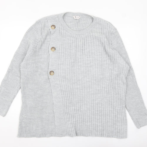 Tu Women Grey Size 20 Ribbed Button Cardigan Jumper