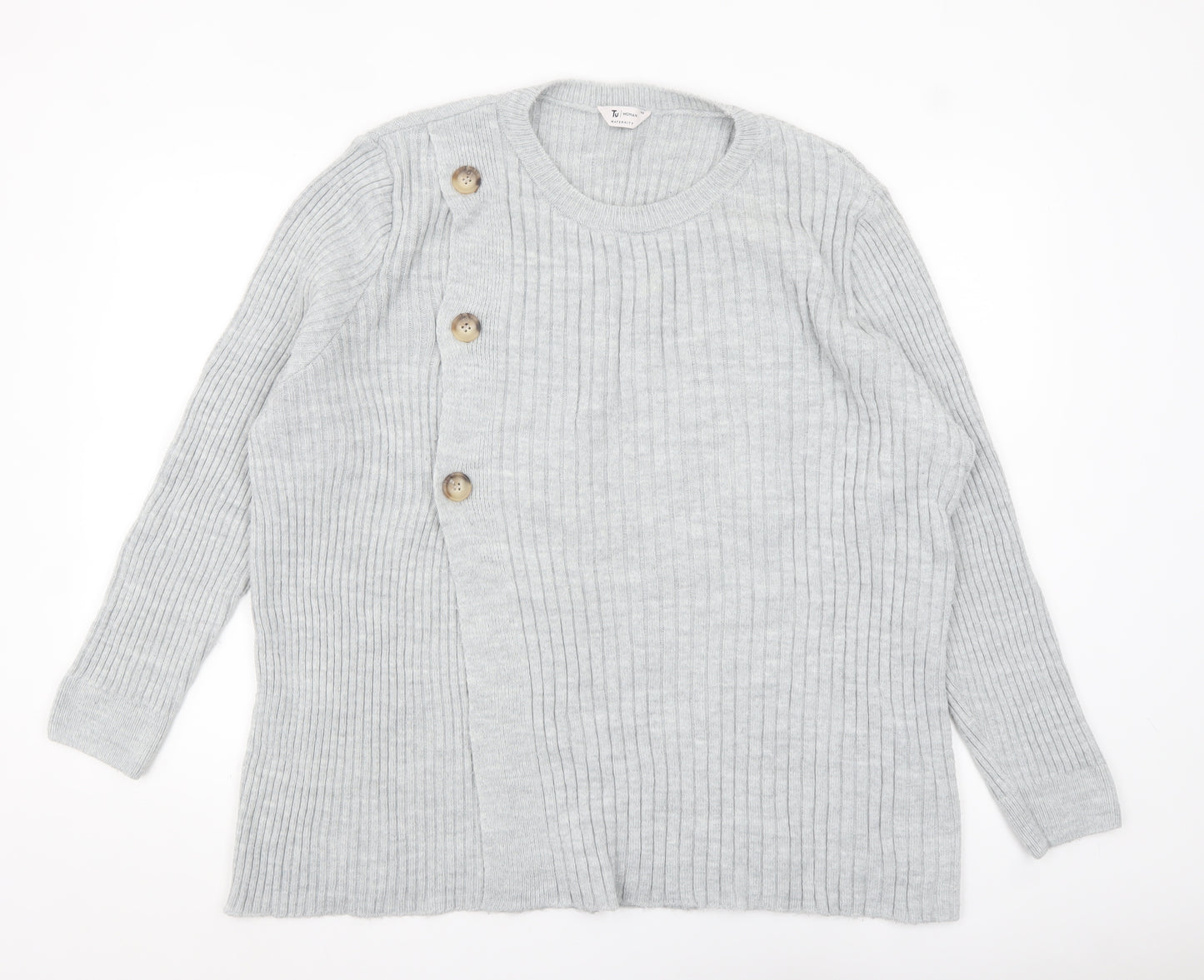 Tu Women Grey Size 20 Ribbed Button Cardigan Jumper