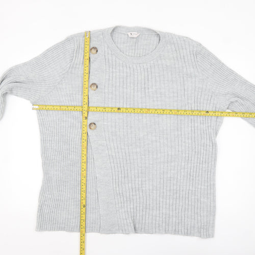 Tu Women Grey Size 20 Ribbed Button Cardigan Jumper