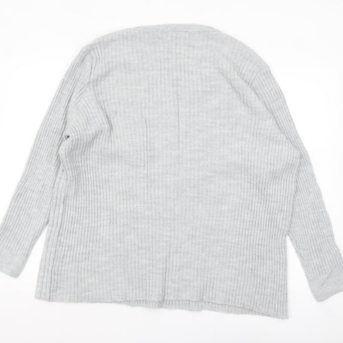 Tu Women Grey Size 20 Ribbed Button Cardigan Jumper
