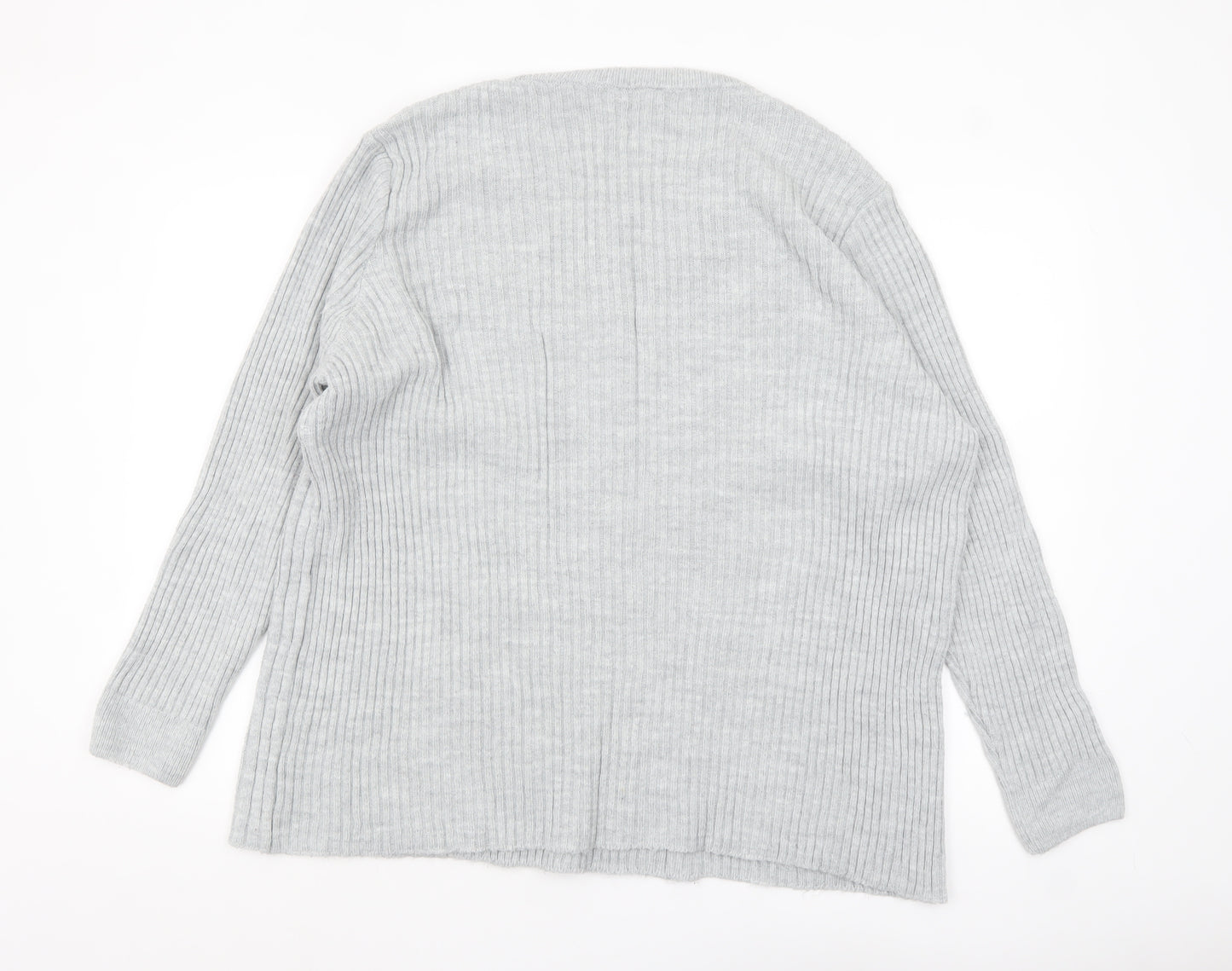 Tu Women Grey Size 20 Ribbed Button Cardigan Jumper