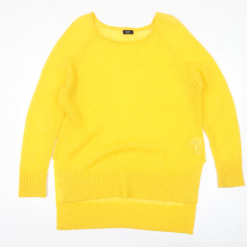 F&F Women's Yellow Mohair Blend Long Sleeve Scoop Neck Jumper Size 12